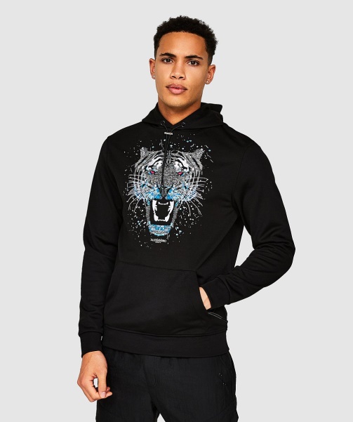 Alessandro Zavetti - Black-Blue Growler Paint Overhead Hoodie