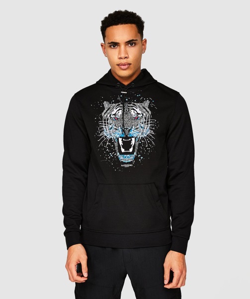 Alessandro Zavetti - Black-Blue Growler Paint Overhead Hoodie