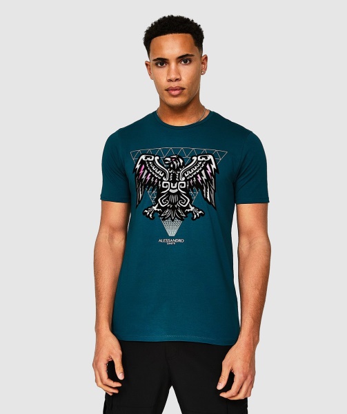 Alessandro Zavetti - Aztec Beam T-Shirt Teal