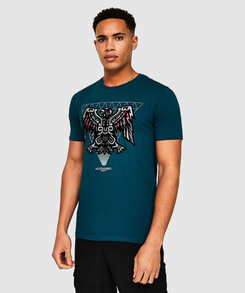 Alessandro Zavetti - Aztec Beam T-Shirt Teal