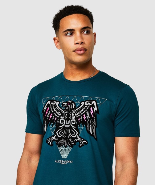 Alessandro Zavetti - Aztec Beam T-Shirt Teal