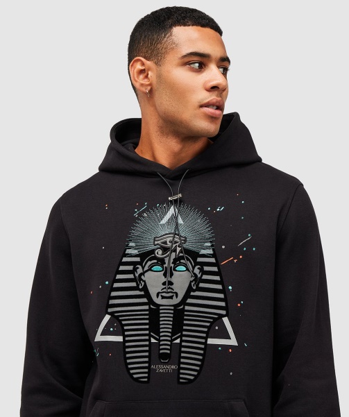 Alessandro Zavetti - Jet Black Pharaoh Splatter Overhead Hoodie