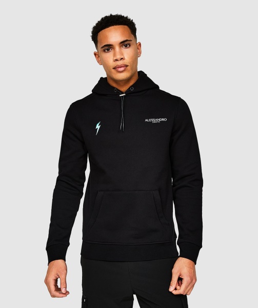 Alessandro Zavetti - Aztec Beam Back Logo Overhead Hoodie Jet Black