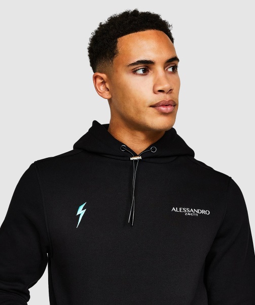 Alessandro Zavetti - Aztec Beam Back Logo Overhead Hoodie Jet Black