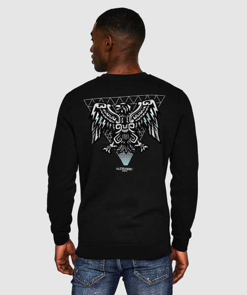 Jet Black Aztec Beam Back Logo Sweatshirt - Alessandro Zavetti