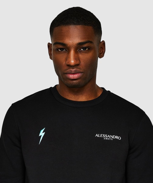 Jet Black Aztec Beam Back Logo Sweatshirt - Alessandro Zavetti