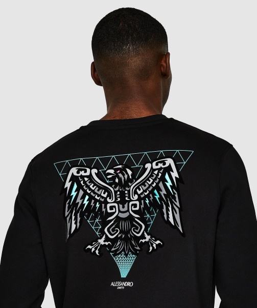 Jet Black Aztec Beam Back Logo Sweatshirt - Alessandro Zavetti