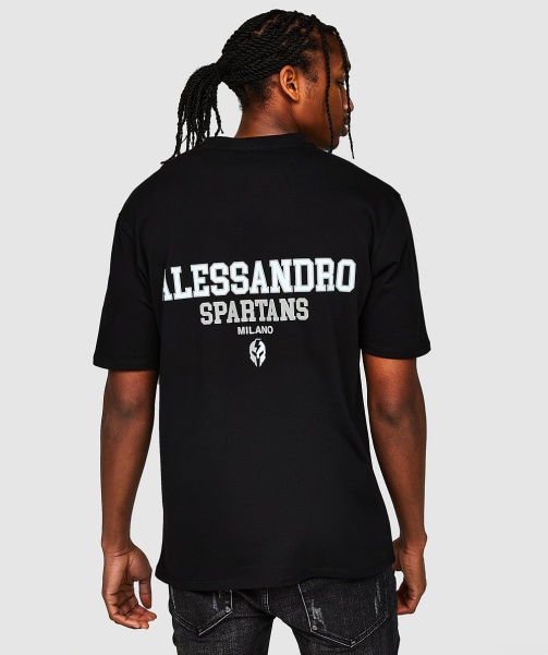 Alessandro Zavetti - Jet Black Challenger Spartans Relaxed T-Shirt