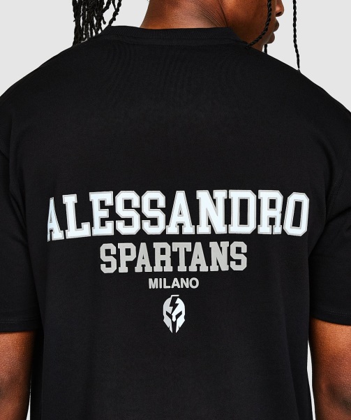 Alessandro Zavetti - Jet Black Challenger Spartans Relaxed T-Shirt