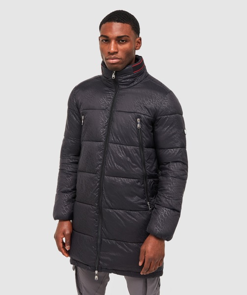 Black Viaro Aop Longline Puffer Jacket - Alessandro Zavetti