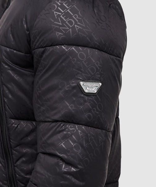 Black Viaro Aop Longline Puffer Jacket - Alessandro Zavetti