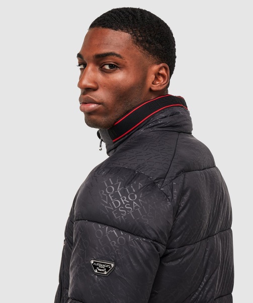 Black Viaro Aop Longline Puffer Jacket - Alessandro Zavetti