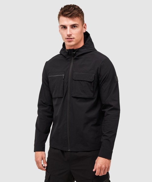 Marcello Cargo Hooded Overshirt Jet Black - Alessandro Zavetti