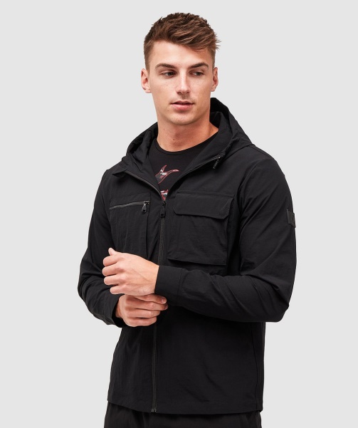 Marcello Cargo Hooded Overshirt Jet Black - Alessandro Zavetti