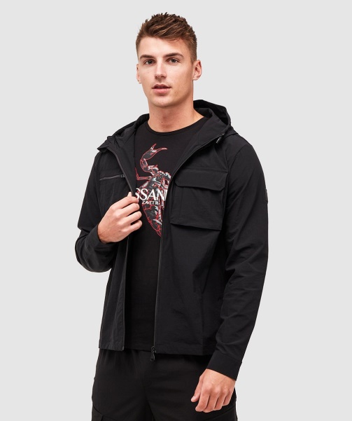 Marcello Cargo Hooded Overshirt Jet Black - Alessandro Zavetti