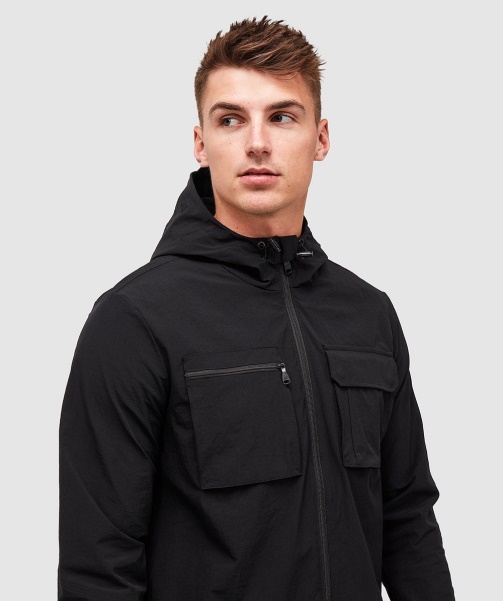 Marcello Cargo Hooded Overshirt Jet Black - Alessandro Zavetti