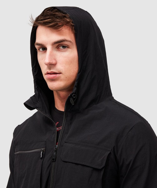 Marcello Cargo Hooded Overshirt Jet Black - Alessandro Zavetti