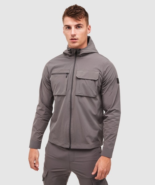 Charcoal Marcello Cargo Hooded Overshirt - Alessandro Zavetti