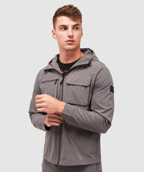 Charcoal Marcello Cargo Hooded Overshirt - Alessandro Zavetti