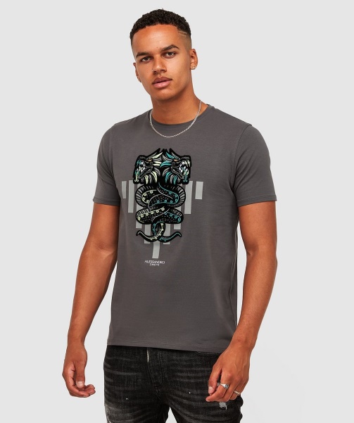 Alessandro Zavetti - Magnet Grey Aztec Stripes Venom T-Shirt