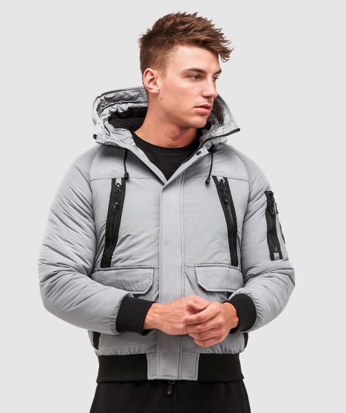 Grey Alessandro Zavetti - Carrick Puffer Bomber Jacket