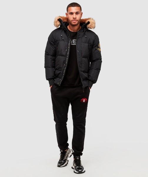 Aylmer Puffer Fur Hooded Bomber Jacket Alessandro Zavetti - BLACK