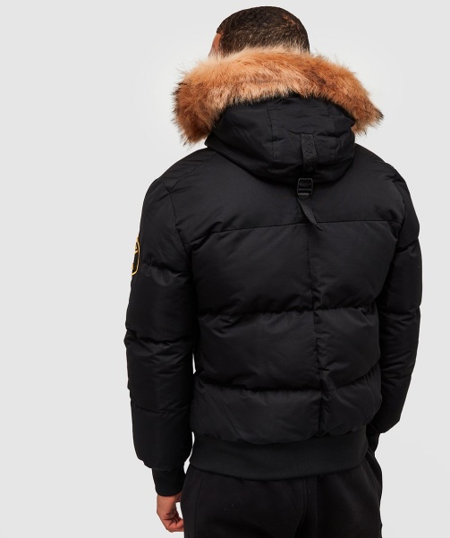 Aylmer Puffer Fur Hooded Bomber Jacket Alessandro Zavetti - BLACK