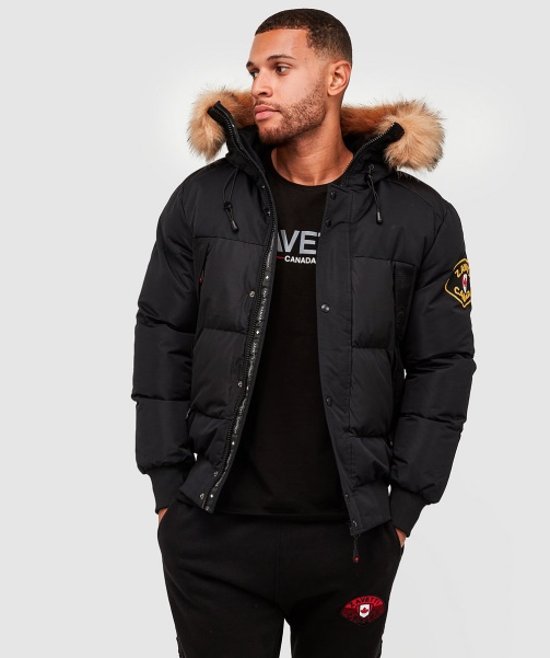 Aylmer Puffer Fur Hooded Bomber Jacket Alessandro Zavetti - BLACK