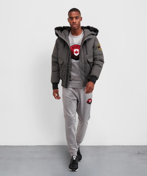 Abelli Tech Fur Hooded Bomber Jacket Alessandro Zavetti - GREY