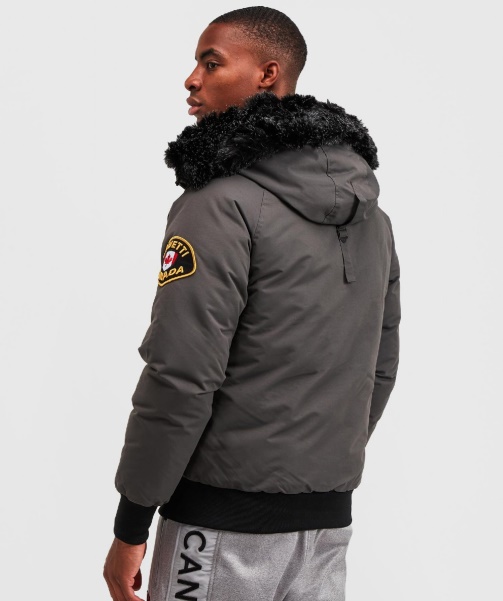 Abelli Tech Fur Hooded Bomber Jacket Alessandro Zavetti - GREY