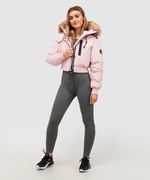 Pink Womens Gabellia Crop Bomber Jacket - Alessandro Zavetti