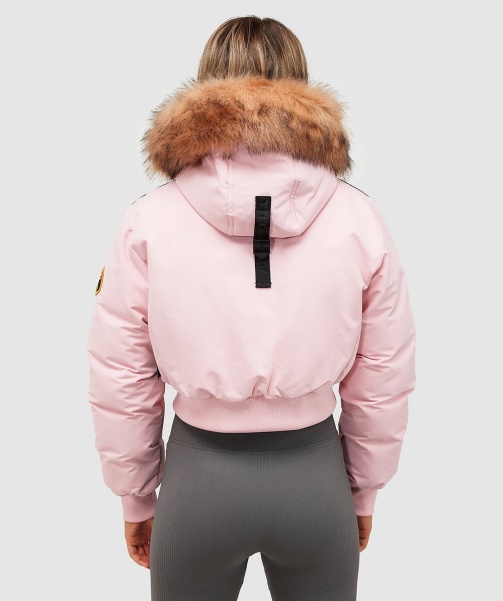 Pink Womens Gabellia Crop Bomber Jacket - Alessandro Zavetti