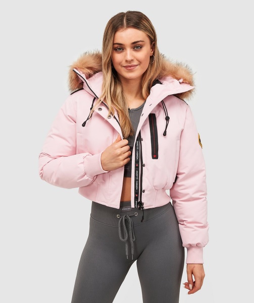 Pink Womens Gabellia Crop Bomber Jacket - Alessandro Zavetti