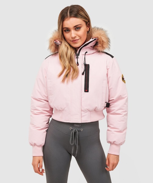 Pink Womens Gabellia Crop Bomber Jacket - Alessandro Zavetti